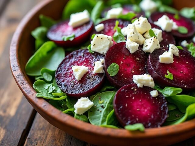 Salade de betteraves marinées et feta