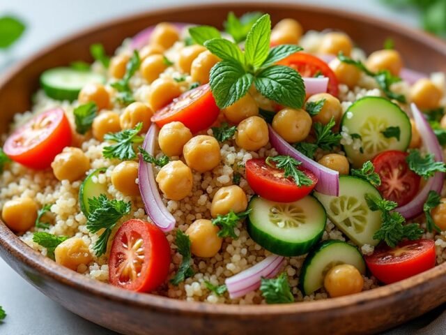 Salade de boulgour et pois chiches grillés