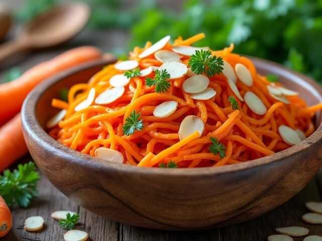 Salade de carottes râpées et amandes effilées