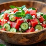 Salade de concombre, pastèque et feta