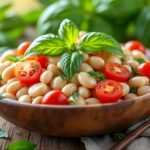 Salade de haricots blancs, tomates et basilic