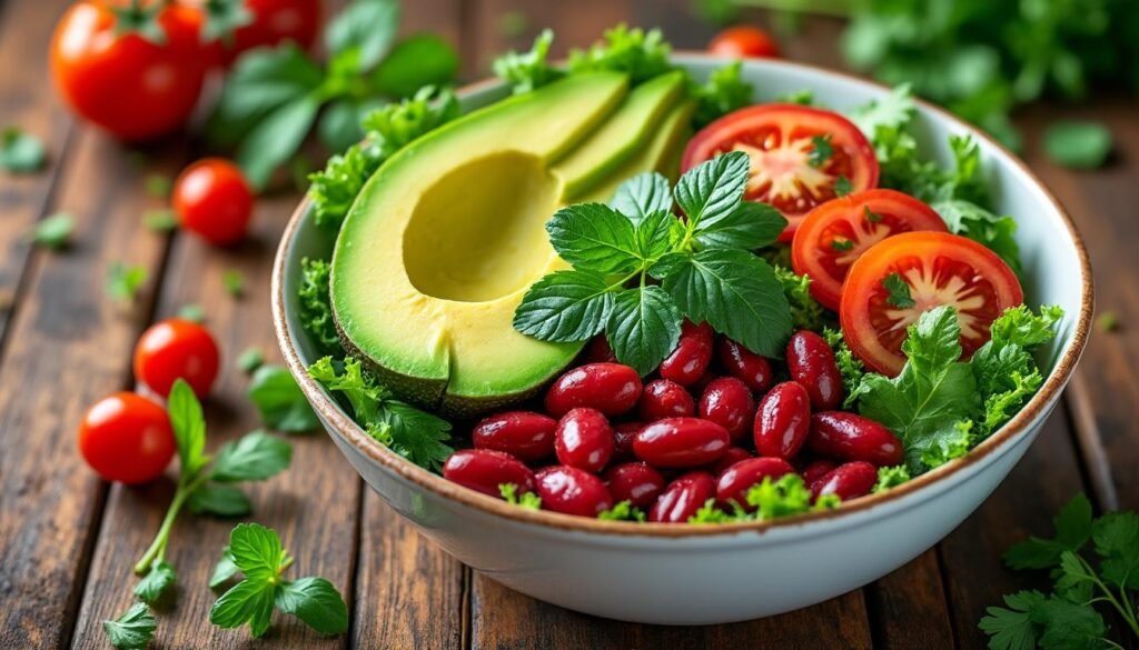 découvrez une recette savoureuse de salade de haricots rouges, avocat et tomates. cette harmonie de saveurs colorées vous offre un plat à la fois frais et nutritif, parfait pour un repas léger ou un accompagnement équilibré. explorez des ingrédients riches en protéines et en bienfaits pour la santé dans cette délicieuse salade.