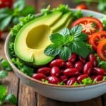 Salade de haricots rouges, avocat et tomates