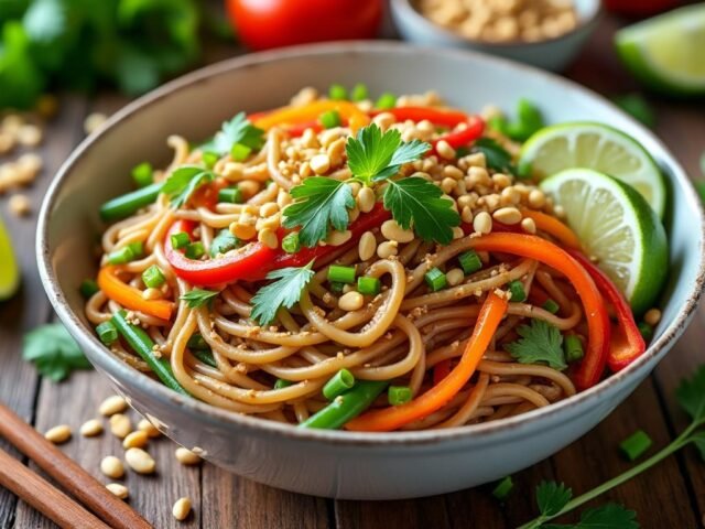 Salade de nouilles soba et cacahuètes