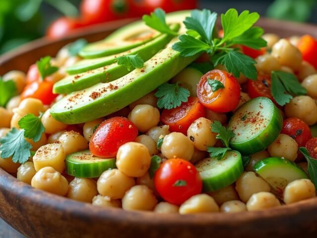 Salade de pois chiches épicés et avocat