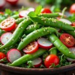 Salade de pois gourmands et sauce sésame