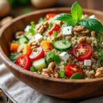 Salade de quinoa, noix et roquefort