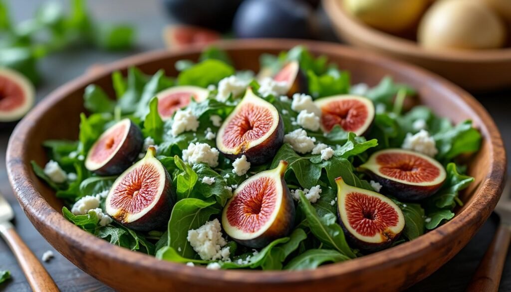 découvrez une délicieuse salade de roquette, agrémentée de figues sucrées et de fromage bleu savoureux. parfaite pour une entrée raffinée ou un repas léger, cette recette allie fraîcheur et gourmandise pour ravir vos papilles.