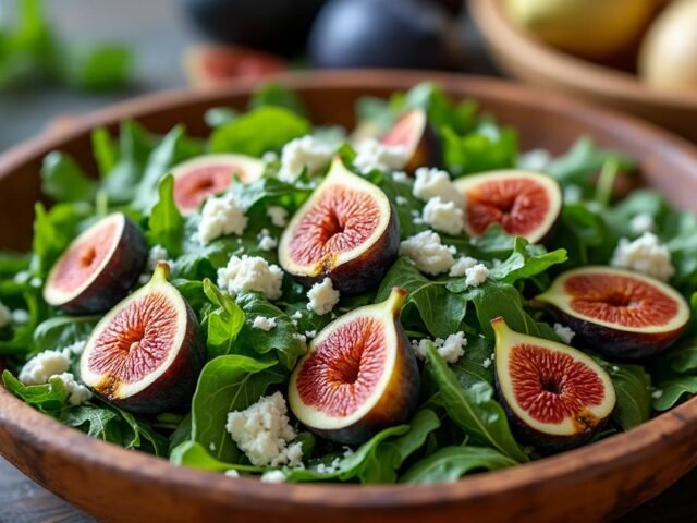 Salade de roquette, figues et fromage bleu