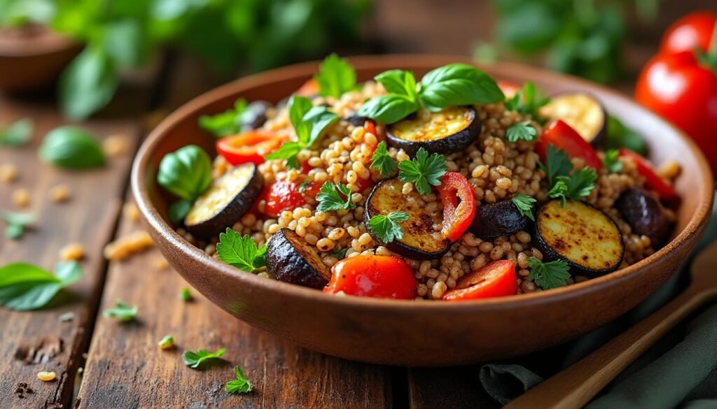 découvrez notre délicieuse salade d’épeautre accompagnée de légumes rôtis pour un plat à la fois sain et savoureux. parfaite pour vos repas estivaux ou en accompagnement, cette recette allie texture et saveurs, tout en mettant en avant les bienfaits de l'épeautre et les arômes des légumes grillés.