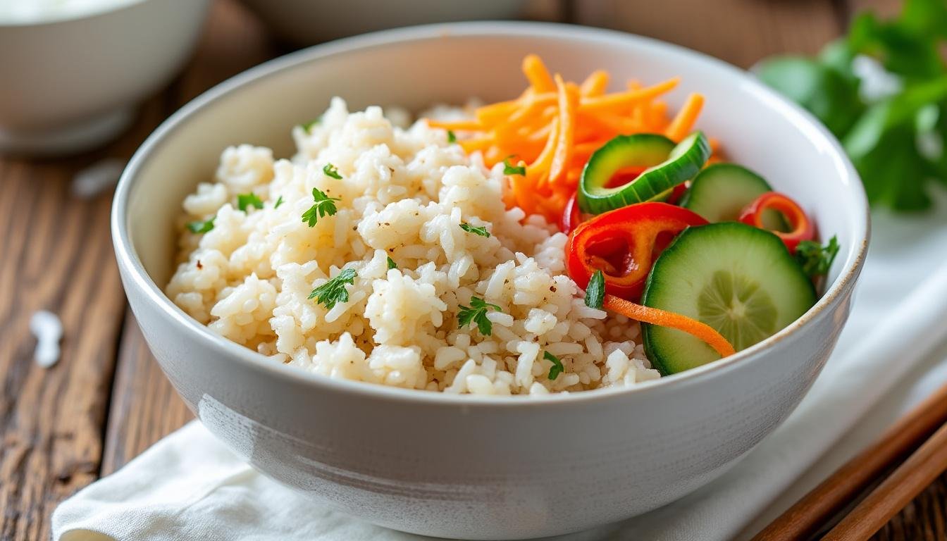 découvrez notre recette savoureuse de sauté de riz à la noix de coco et légumes croquants, un plat exotique, sain et facile à préparer, parfait pour un repas équilibré et plein de saveurs.