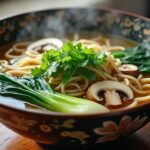 Soupe de nouilles au miso et champignons shiitake