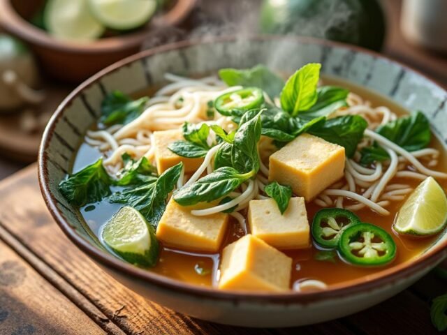 Soupe pho végétarienne au tofu