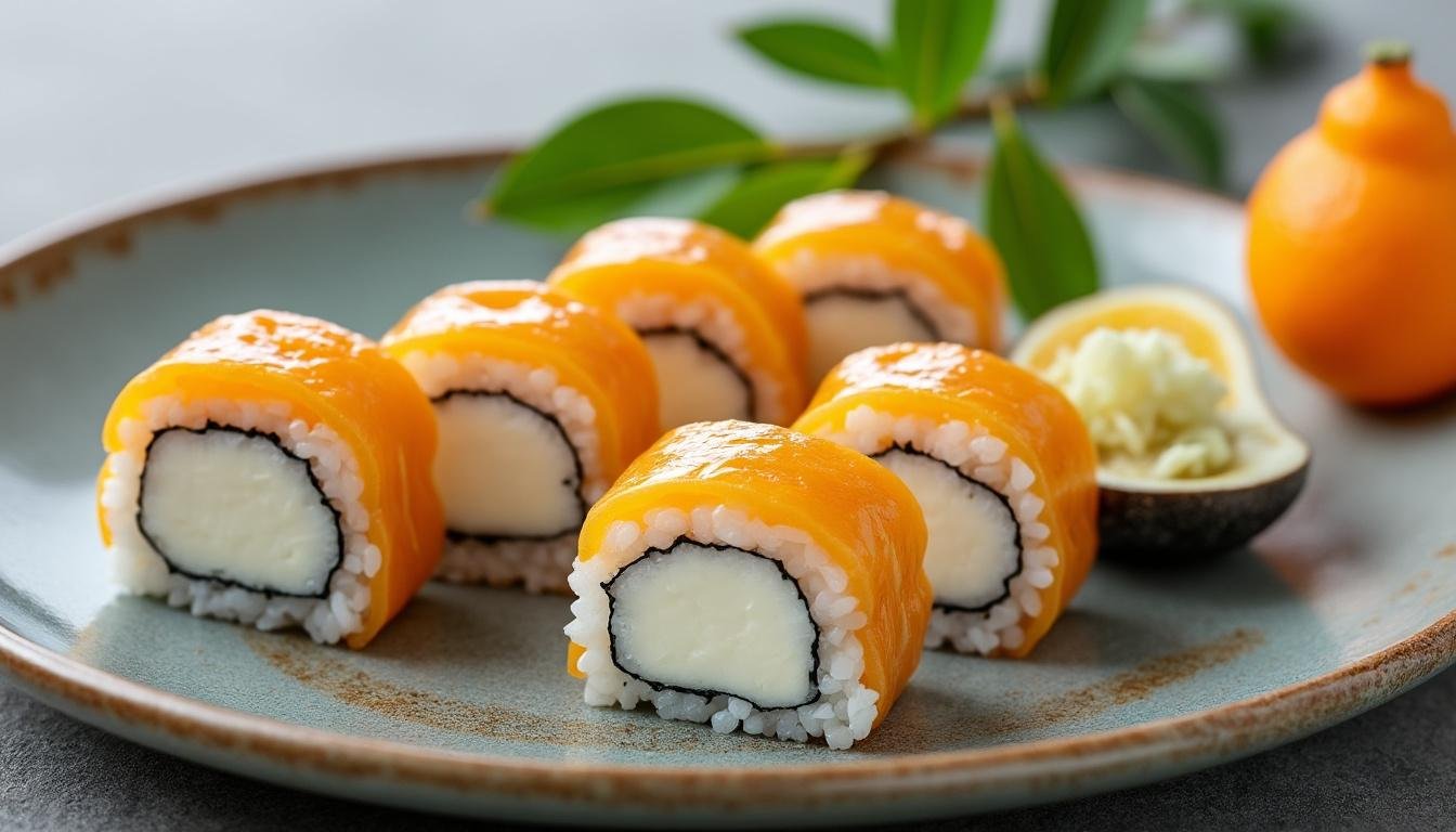 découvrez une expérience culinaire unique avec nos sushis au fromage frais et confiture de yuzu. alliant subtilement le sucré et le salé, cette recette originale surprendra vos papilles et apportera une touche d'exotisme à vos repas. à savourer sans modération !