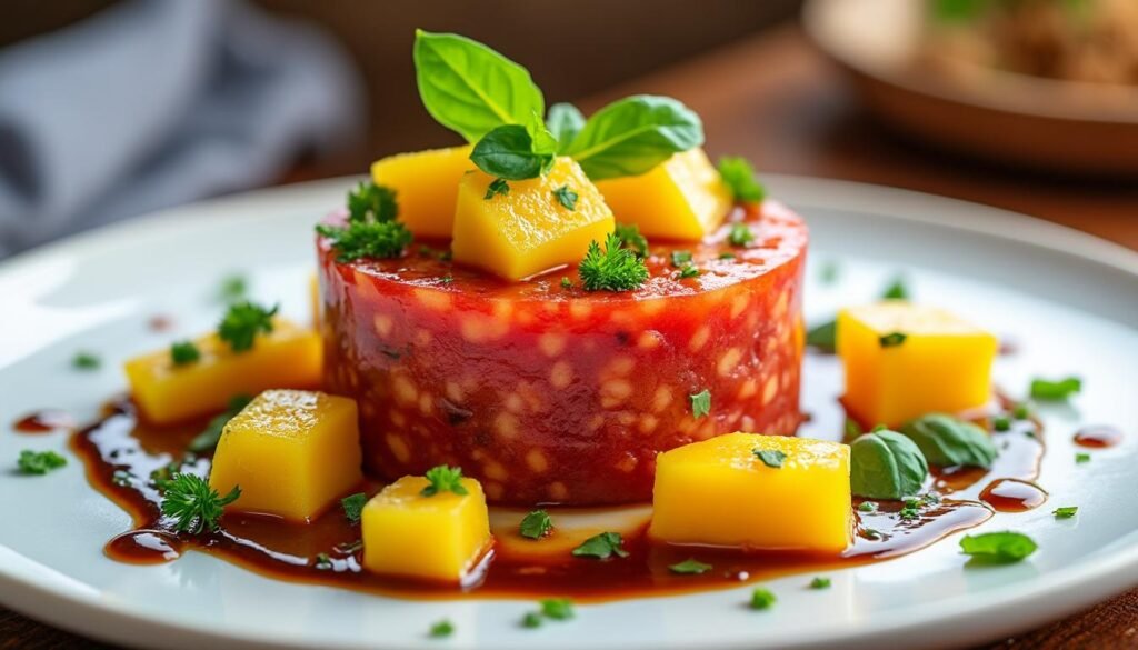 découvrez une entrée fraîche et originale avec notre tartare de tomates à la mangue, une recette facile et colorée qui marie parfaitement douceur et acidité. idéal pour l'été ou un repas léger !
