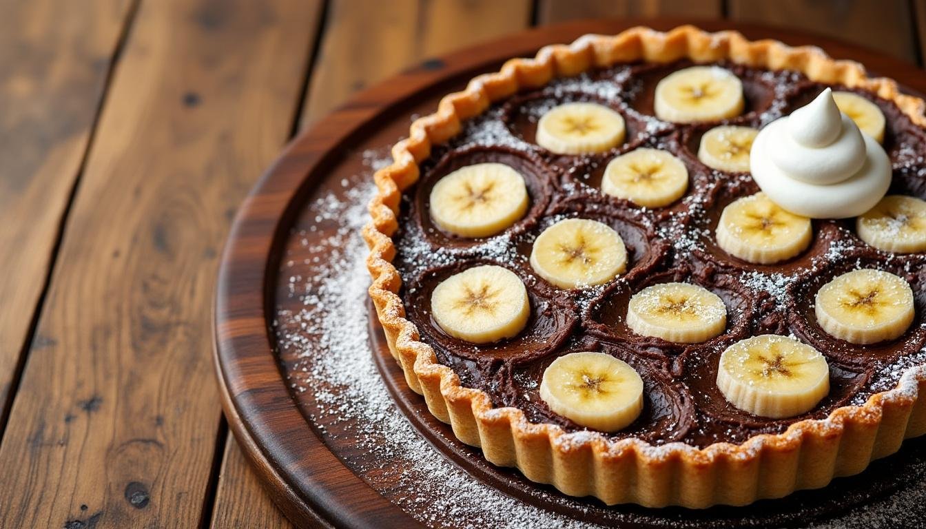 délectez-vous avec notre irrésistible tarte au chocolat et banane, une recette gourmande alliant la douceur des bananes mûres à la richesse du chocolat noir. parfaite pour les amateurs de sucré, cette tarte allie croustillant et fondant pour un dessert inoubliable.
