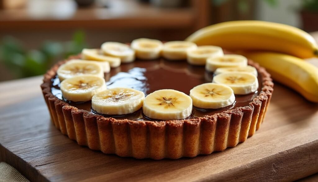 découvrez notre délicieuse tarte au chocolat et banane, un dessert irrésistible alliant la richesse du chocolat fondant à la douceur des bananes mûres. parfait pour toutes les occasions, ce gâteau savoureux ravira vos papilles et épatera vos invités.
