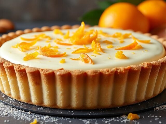 Tarte au lait d’amande et zestes d’orange