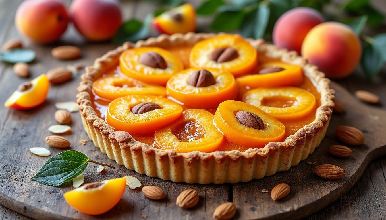 découvrez notre délicieuse tarte aux amandes garnie d'une irrésistible confiture d'abricots. un dessert savoureux qui allie la douceur des amandes croquantes à la fraîcheur des abricots pour un moment de pure gourmandise à partager.