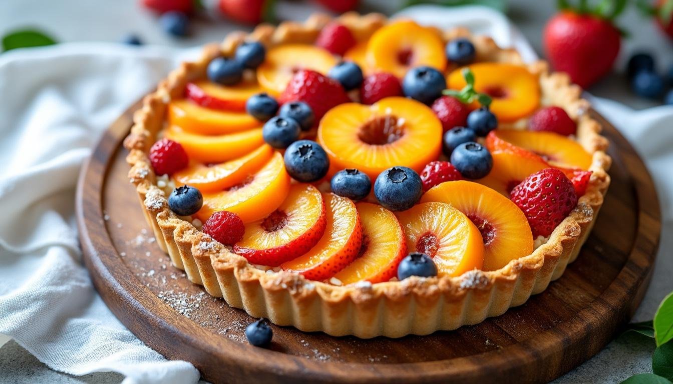 découvrez notre délicieuse tarte aux amandes rehaussée d'une onctueuse confiture d'abricots. un dessert savoureux alliant le croquant des amandes à la douceur fruitée des abricots, parfait pour émerveiller vos papilles et celles de vos invités.