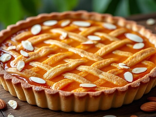 Tarte aux amandes et confiture d’abricots
