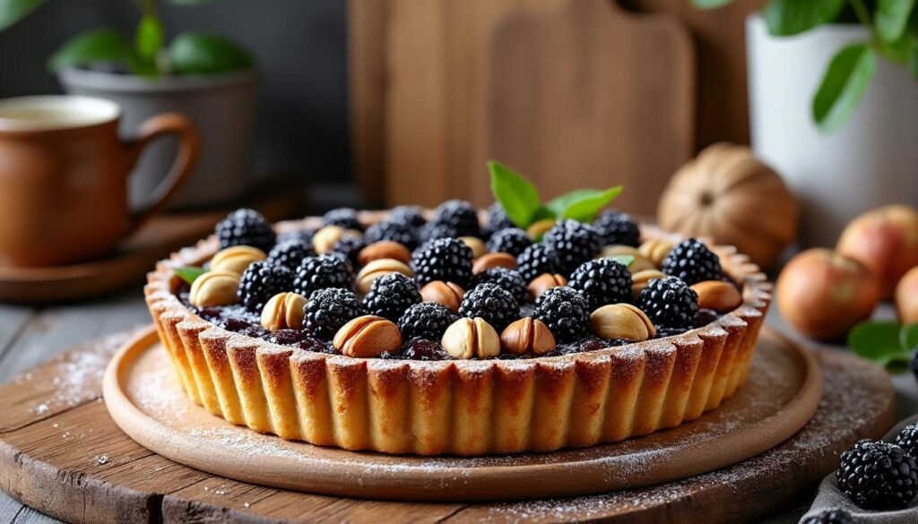 découvrez notre délicieuse recette de tarte aux mûres et noisettes, une alliance gourmande de fruits juteux et de croquant, idéale pour vos desserts d'été et goûters en famille !