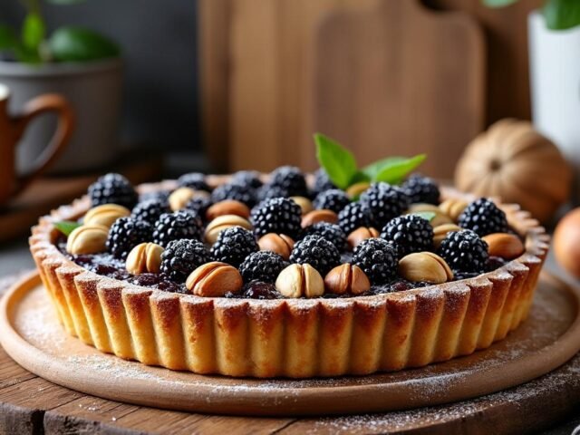 Tarte aux mûres et noisettes