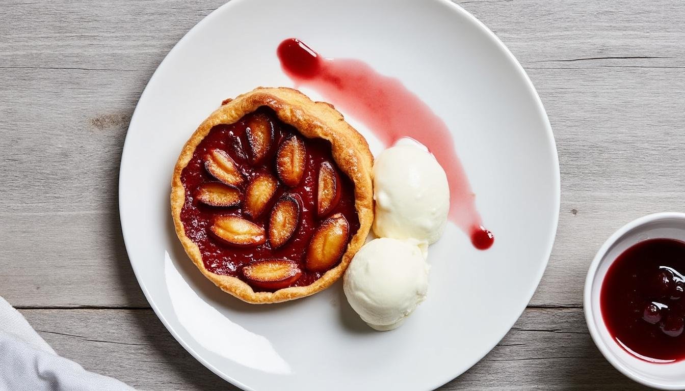 découvrez la délicieuse tarte tatin aux prunes caramélisées, un dessert gourmand alliant la douceur des prunes mûres et le croustillant d'une pâte dorée. parfaite pour un repas en famille ou entre amis, cette recette facile à réaliser ravira vos papilles avec ses saveurs sucrées et son moelleux irrésistible.