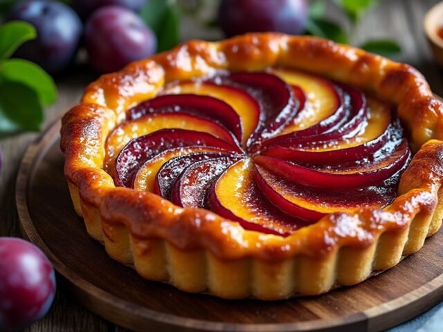 Tarte tatin aux prunes caramélisées