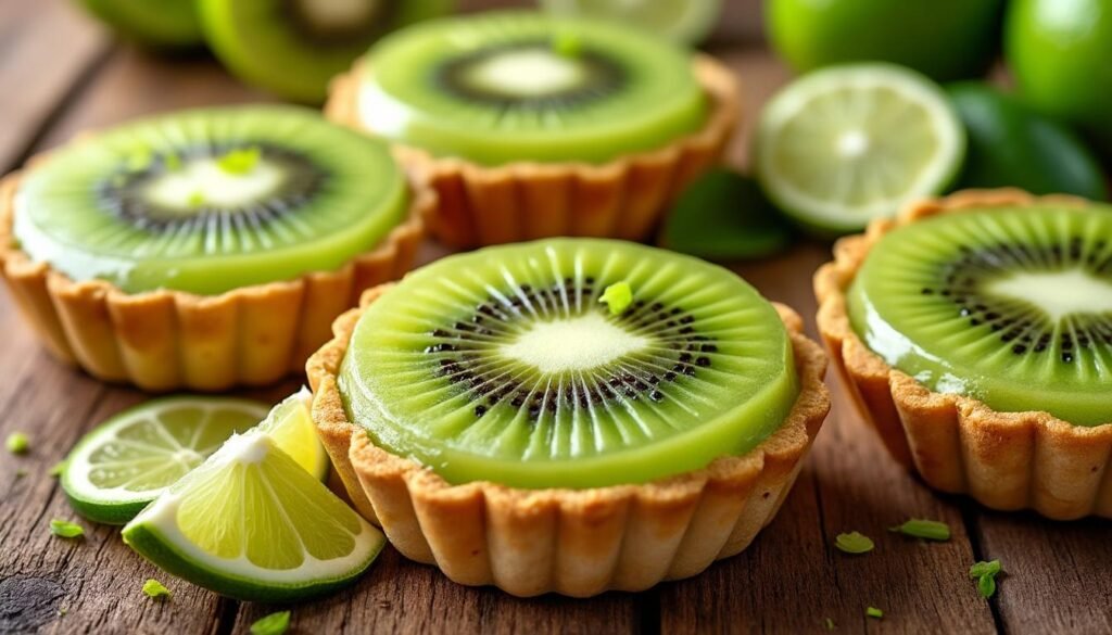 découvrez une délicieuse recette de tartelettes au kiwi et citron vert, alliant la douceur du kiwi à l'acidité rafraîchissante du citron vert. parfaites pour un dessert estival ou une collation gourmande, ces tartelettes raviront vos papilles avec leur croûte croustillante et leur garniture onctueuse. suivez nos astuces pour un résultat parfait et impressionnez vos invités avec ce dessert coloré et savoureux.