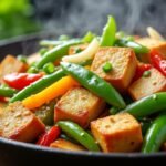 Wok de tofu et pois gourmands au gingembre
