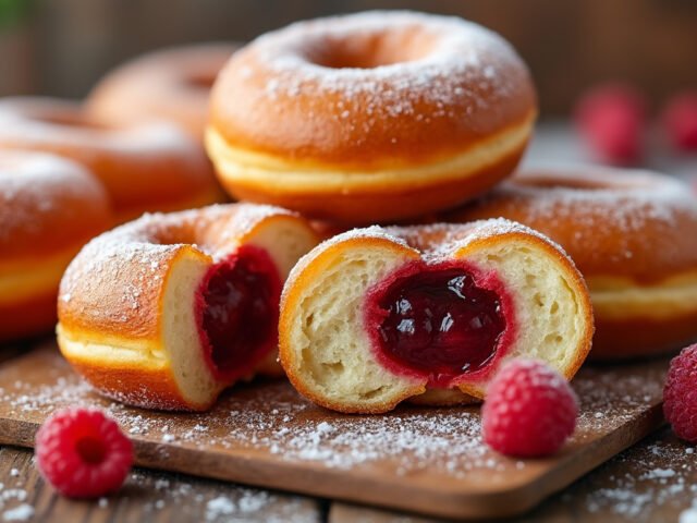 Beignets fourrés à la confiture de framboise