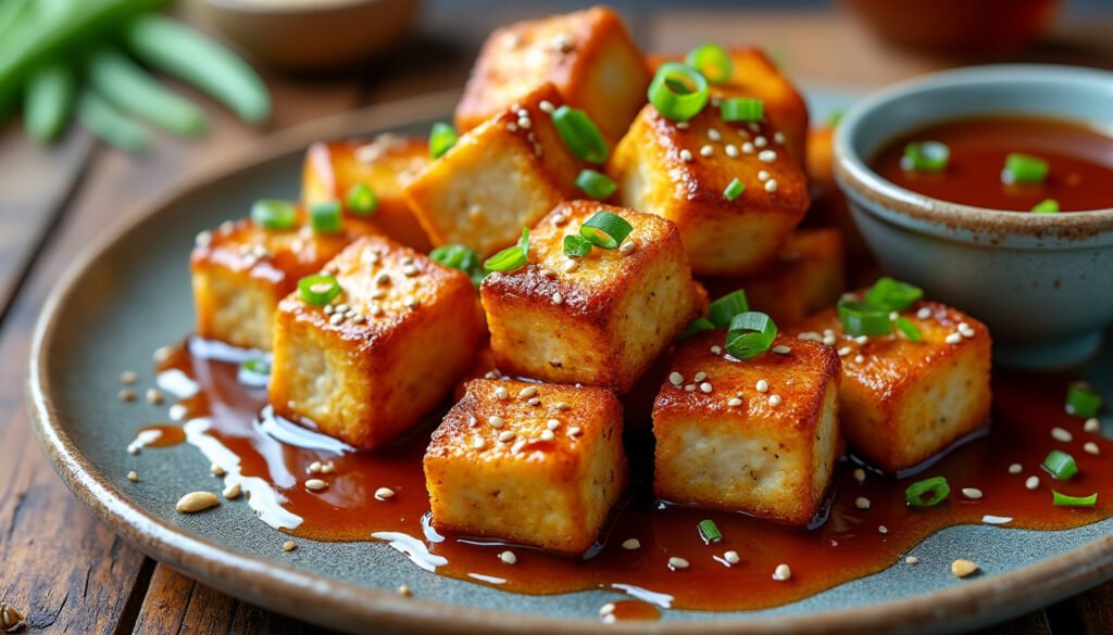 savourez ces bouchées de tofu croustillant, enrobées d'une délicieuse sauce sésame maison. idéal en apéritif ou en plat principal, ce plat sain et gourmand ravira les amateurs de saveurs asiatiques et de recettes végétariennes faciles.