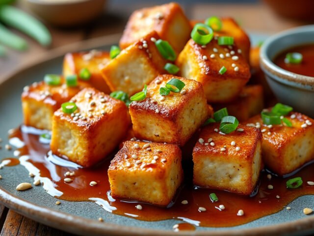 Bouchées de tofu croustillant à la sauce sésame