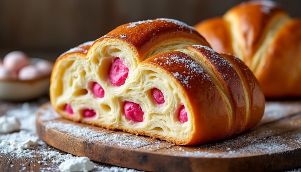 découvrez notre recette gourmande de brioche aux pralines roses : une pâte moelleuse, parfumée et garnie de délicieuses pralines croquantes, idéale pour un petit-déjeuner ou un goûter réussi.