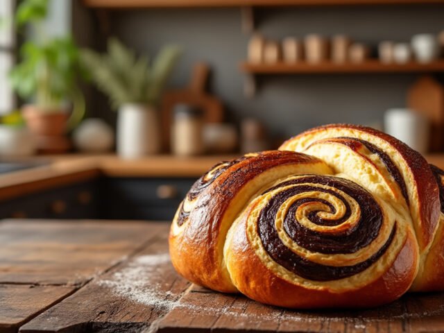 Brioche roulée à la vanille et chocolat