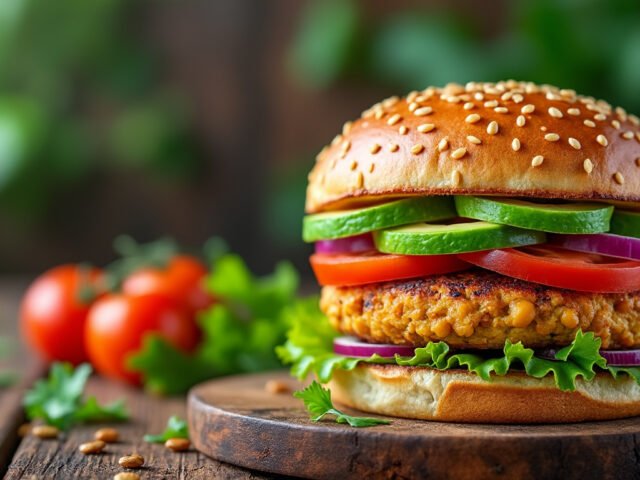 Burger végétarien aux pois chiches et avocat