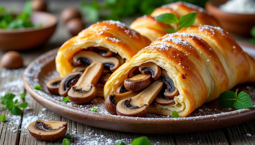 découvrez notre recette savoureuse de chaussons feuilletés aux champignons, parfaits en apéritif ou en entrée. faciles à préparer, ces chaussons croustillants raviront tous les amateurs de champignons !