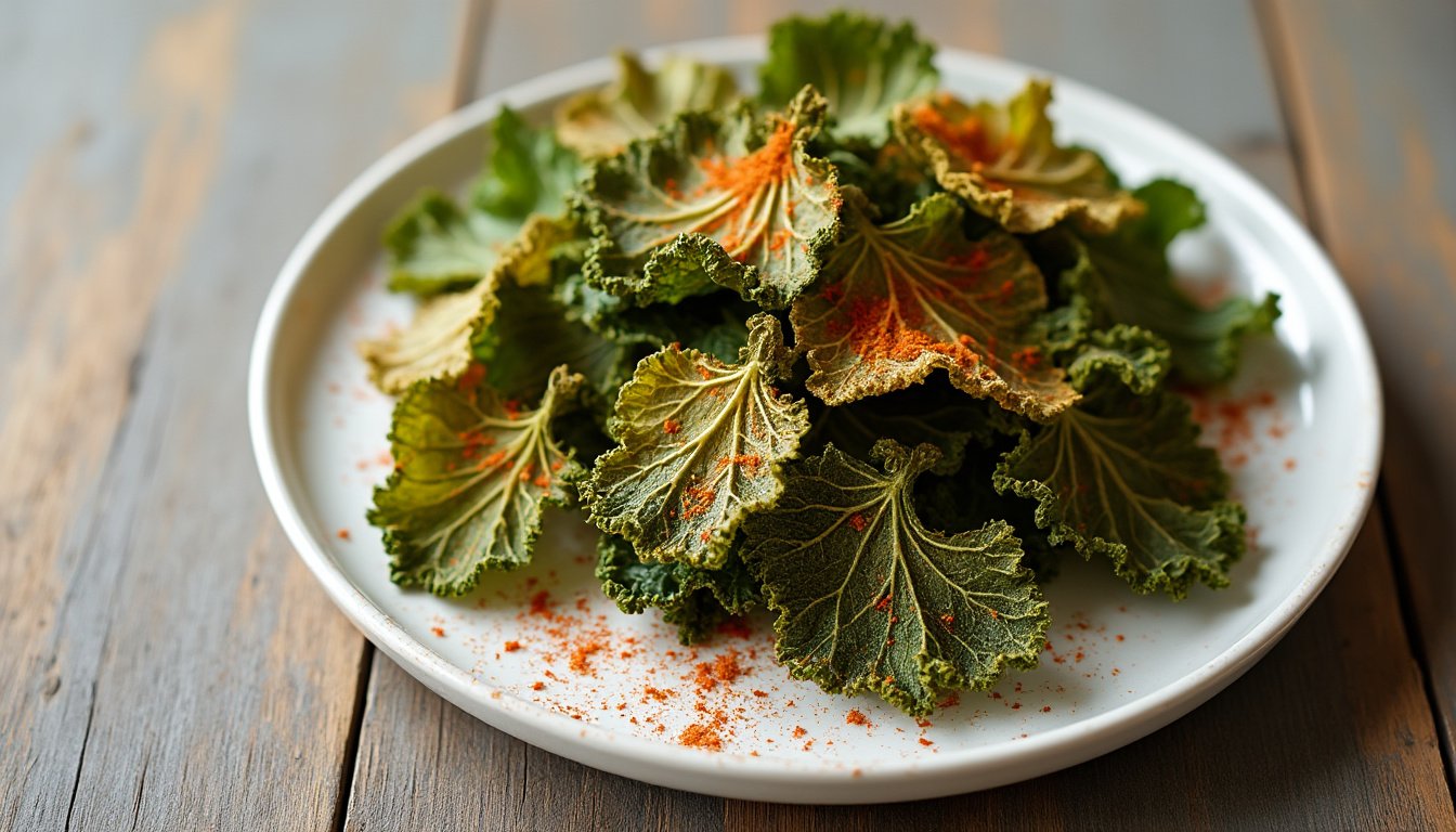 découvrez notre recette saine et gourmande de chips de kale au paprika : une alternative croustillante et savoureuse pour vos apéritifs ou encas healthy !