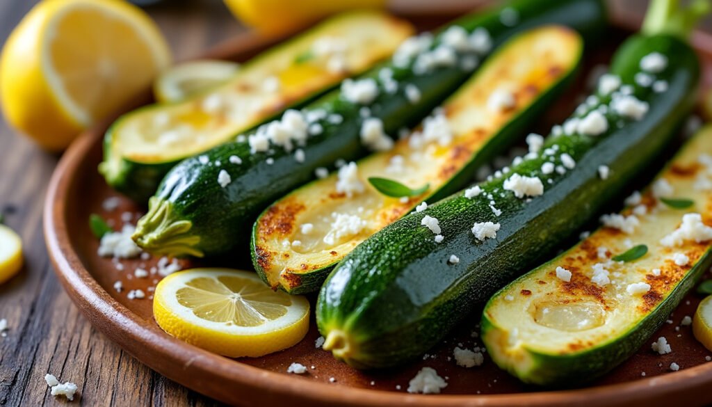 découvrez notre recette savoureuse de courgettes rôties au parmesan et citron, un accompagnement léger et parfumé idéal pour sublimer vos repas d'été !