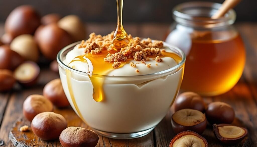 découvrez notre crème dessert onctueuse à la châtaigne et au miel, un mariage gourmand de douceur et de saveurs authentiques, parfaite pour une pause sucrée raffinée.