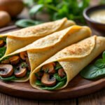 Crêpes salées farcies aux champignons et épinards