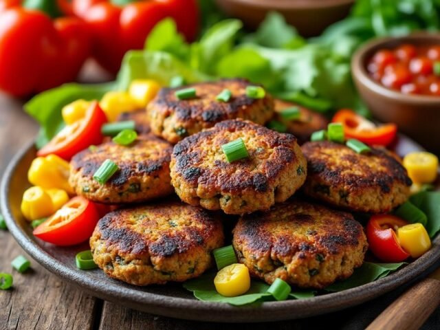 Galettes de haricots noirs et légumes