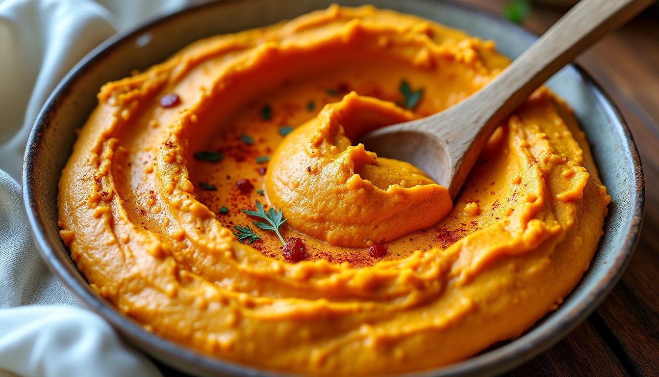 découvrez une recette originale de houmous de patate douce, crémeux et savoureux, parfait pour l'apéritif. facile à préparer, il ravira les amateurs de cuisine saine et gourmande.