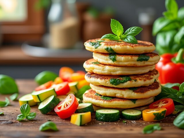 Mini crêpes salées aux légumes et herbes