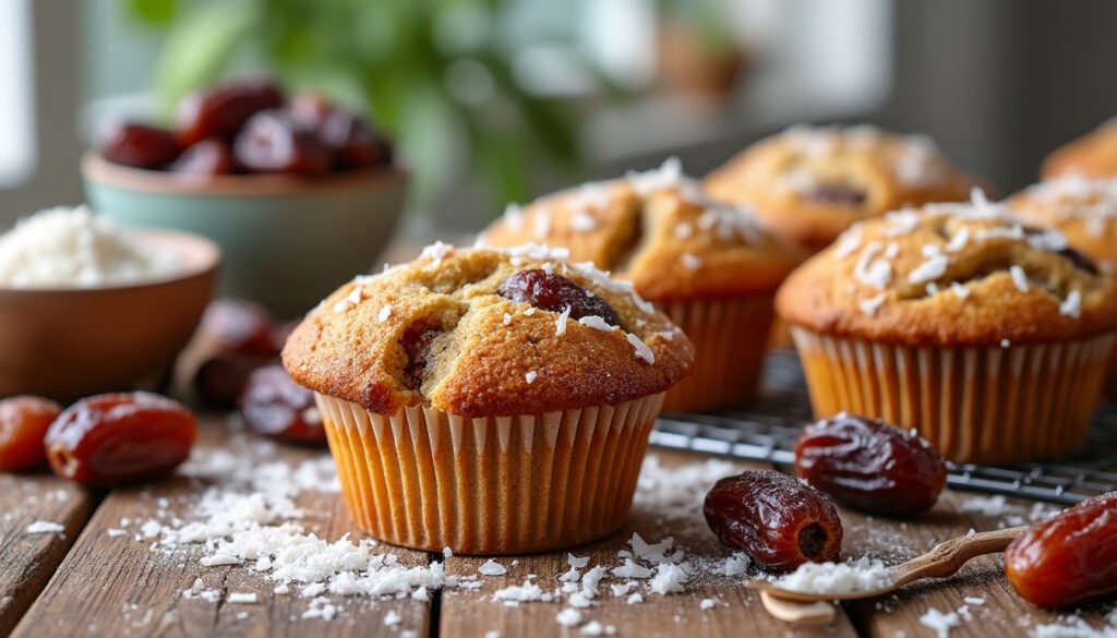découvrez notre délicieuse recette de muffins aux dattes et noix de coco, moelleux et parfumés. idéals pour le petit-déjeuner ou le goûter, ils raviront petits et grands avec leurs saveurs exotiques et gourmandes.