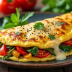 Omelette aux légumes et fromage fondu