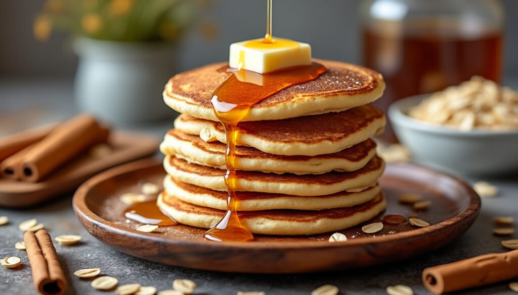 découvrez une délicieuse recette de pancakes aux flocons d’avoine et à la cannelle, moelleux et parfaits pour un petit-déjeuner sain et gourmand. faciles et rapides à préparer !