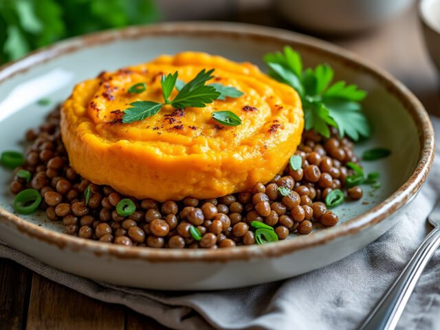 Parmentier de lentilles et patates douces