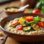 Porridge salé à l’avoine et légumes grillés
